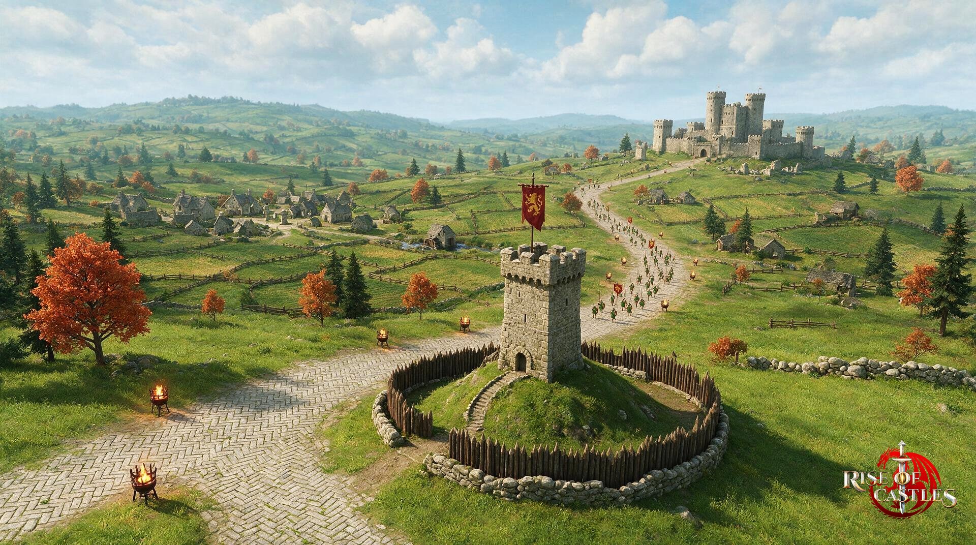 Alliance territory grows from the Alliance Command, then from Sentry Towers placed next to land you already hold.